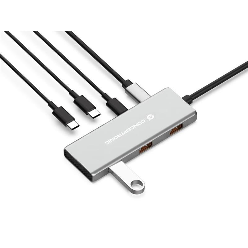 Conceptronic HUBBIES17G interface hub USB 3.2 Gen 2 (3.1 Gen 2) Type-C 10000 Mbit/s Grijs