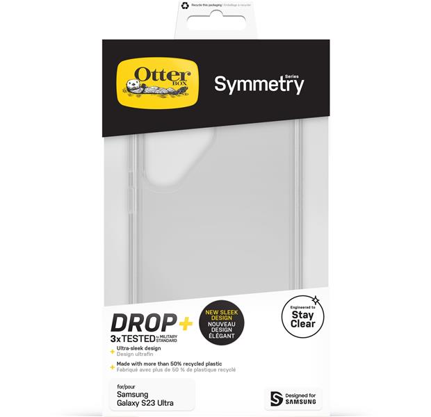 OtterBox Symmetry Clear Case voor Galaxy S23 Ultra, Schokbestendig, Valbestendig, Dunne beschermende hoes, 3x getest volgens militaire standaard, Anti