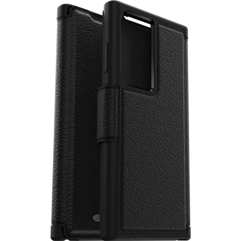 OtterBox Strada-hoesje voor Galaxy S23 Ultra, schokbestendig, valbestendig, lederen folio met kaarthouder, 3x getest volgens militaire standaard, Zwar