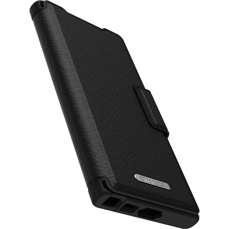 OtterBox Strada-hoesje voor Galaxy S23 Ultra, schokbestendig, valbestendig, lederen folio met kaarthouder, 3x getest volgens militaire standaard, Zwar