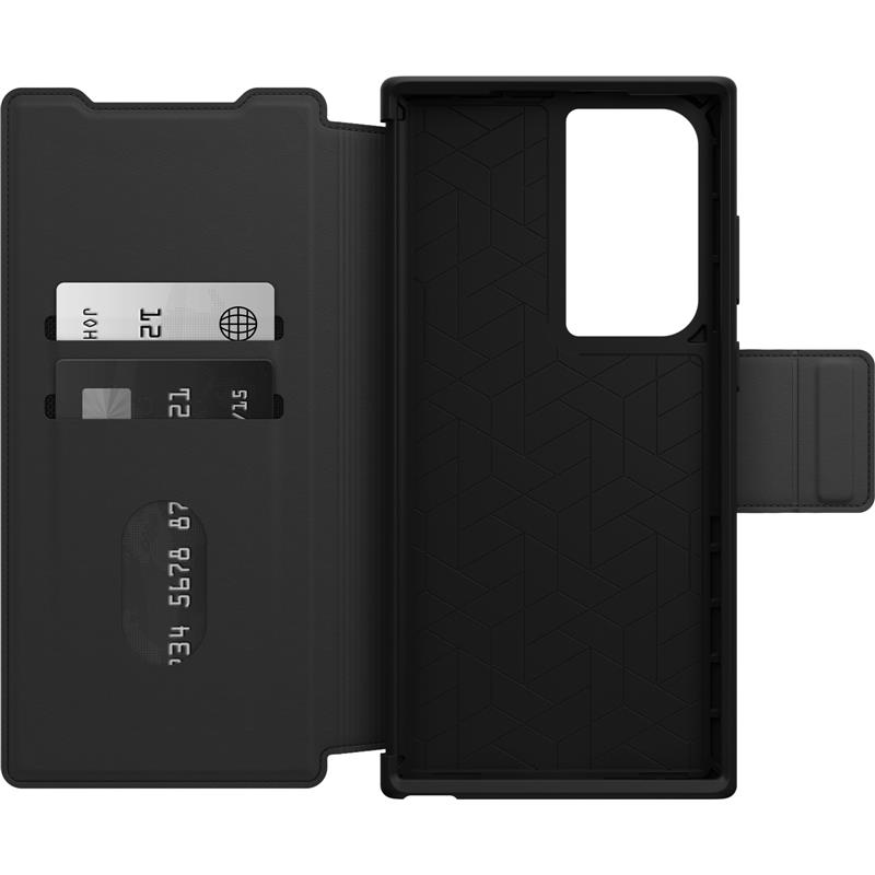 OtterBox Strada-hoesje voor Galaxy S23 Ultra, schokbestendig, valbestendig, lederen folio met kaarthouder, 3x getest volgens militaire standaard, Zwar