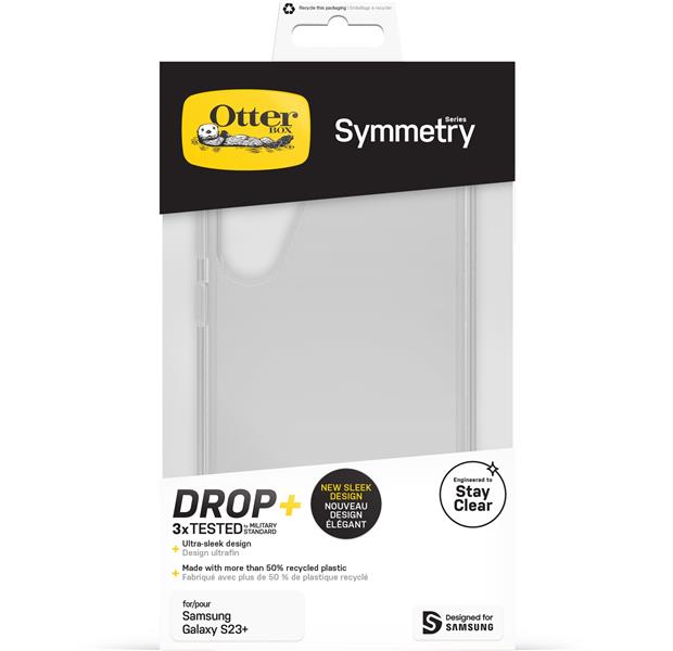 OtterBox Symmetry Clear Case voor Galaxy S23+ , Schokbestendig, Valbestendig, Dunne beschermende hoes, 3x getest volgens militaire standaard, Antimicr