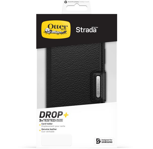 OtterBox Strada-hoesje voor Galaxy S23+ , schokbestendig, valbestendig, lederen folio met kaarthouder, 3x getest volgens militaire standaard, Zwart