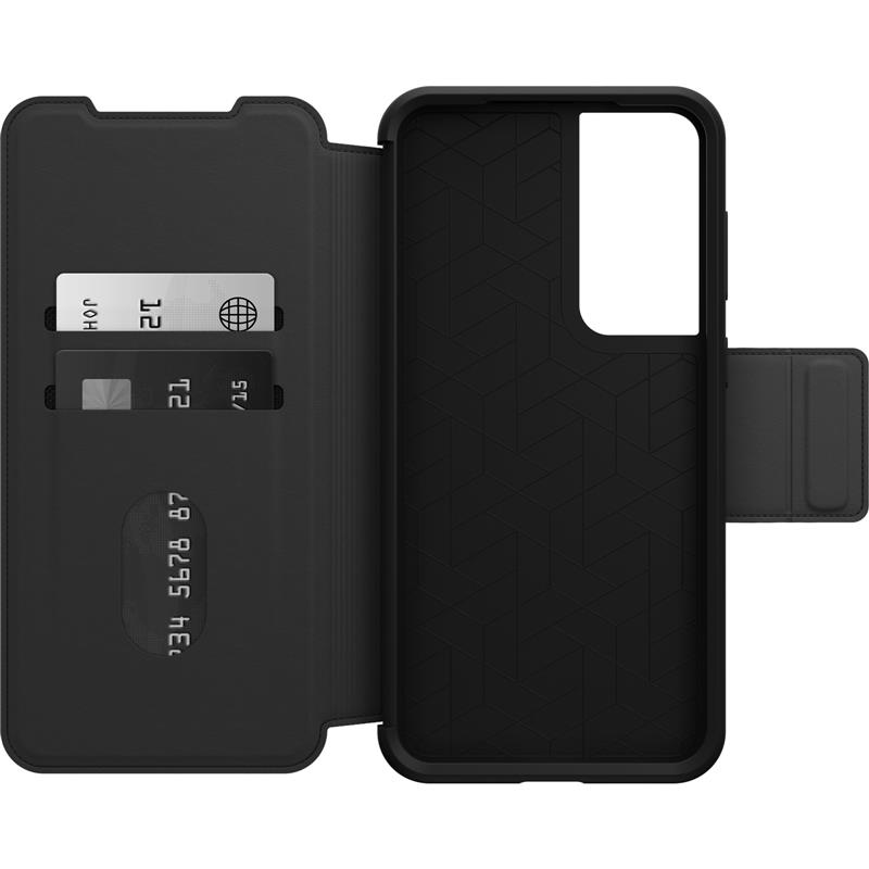 OtterBox Strada-hoesje voor Galaxy S23+ , schokbestendig, valbestendig, lederen folio met kaarthouder, 3x getest volgens militaire standaard, Zwart