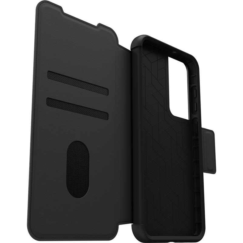 OtterBox Strada-hoesje voor Galaxy S23+ , schokbestendig, valbestendig, lederen folio met kaarthouder, 3x getest volgens militaire standaard, Zwart