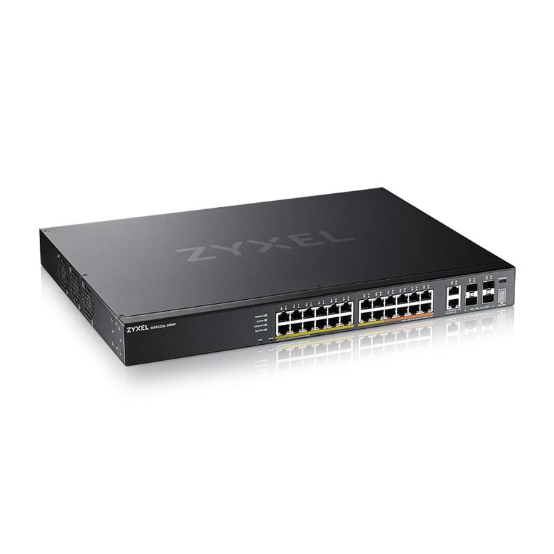 XGS2220-30HP L3 Access Switch 400W PoE 16xPoE 10xPoE 24x1G RJ45 2x10mG RJ45 4x10G SFP Uplink incl 1 yr NebulaFlex Pro