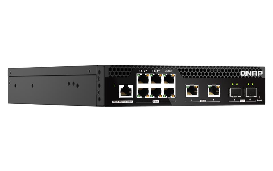 QNAP QSW-M2106R-2S2T netwerk-switch Managed L2 10G Ethernet (100/1000/10000) 1U Zwart