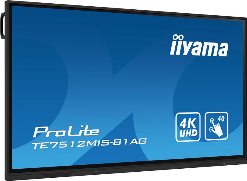 iiyama PROLITE Digitale signage flatscreen 190,5 cm (75"") Wifi 400 cd/m² 4K Ultra HD Zwart Touchscreen Type processor Android 11 16/7