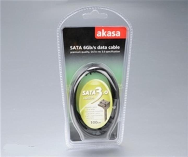 Akasa sata 3 0 6gb s black rounded cable 100cm with right angle secure latch and straight connectors *MBM *SATAM