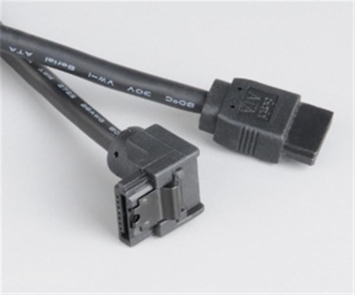 Akasa sata 3 0 6gb s black rounded cable 100cm with right angle secure latch and straight connectors *MBM *SATAM