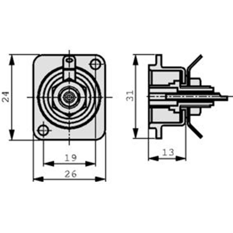 D-shape RCA socket zwart