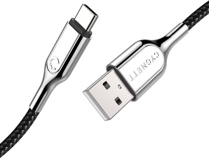 Cygnett Armoured Braided USB-C to USB-A Cable 10cm Black