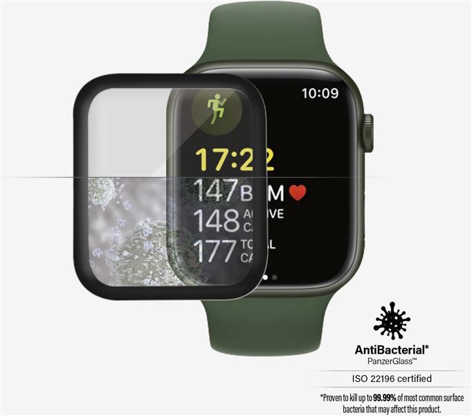 PanzerGlass PG Apple Watch 7 40mm Black Schermbeschermer Transparant Gehard glas, Thermoplastic polyurethaan (TPU)