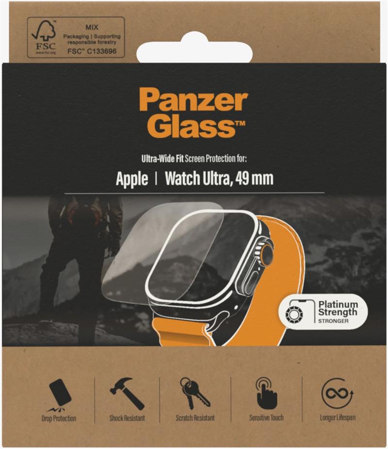 PanzerGlass TM Apple Watch Ultra 49mm Transparant Gehard glas, Polyethyleentereftalaat (PET)