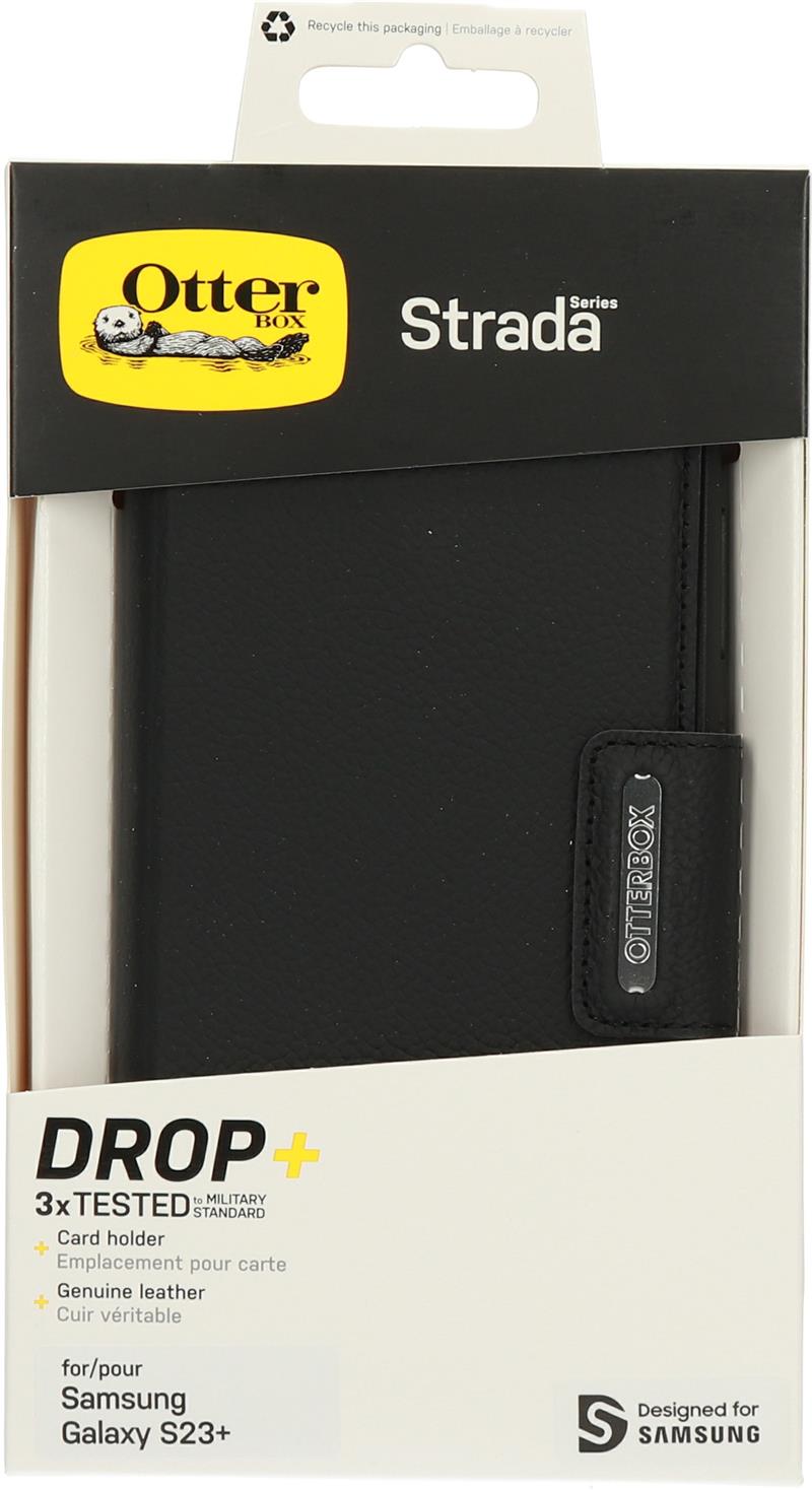 OtterBox Strada-hoesje voor Galaxy S23+ , schokbestendig, valbestendig, lederen folio met kaarthouder, 3x getest volgens militaire standaard, Zwart