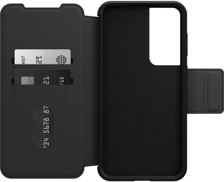 OtterBox Strada-hoesje voor Galaxy S23+ , schokbestendig, valbestendig, lederen folio met kaarthouder, 3x getest volgens militaire standaard, Zwart