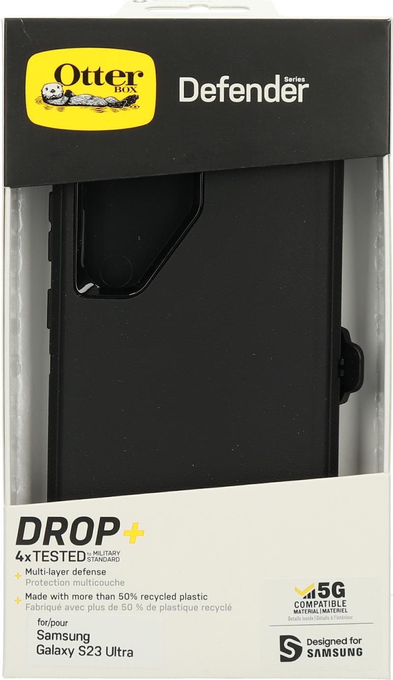 OtterBox Defender Case voor Galaxy S23 Ultra, Schokbestendig, Valbestendig, Ultra-robuust, Beschermhoes, 4x Getest volgens Militaire Standaard, Zwart