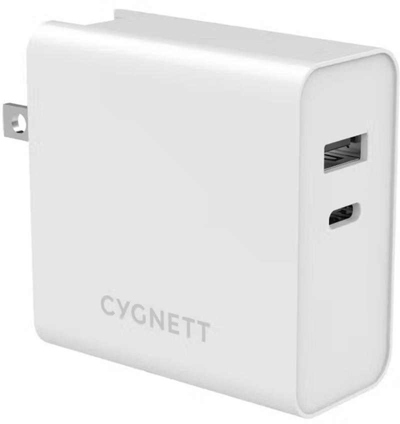 Cygnett Powerplus 60W USB-C USB-A Travel Adaptor White