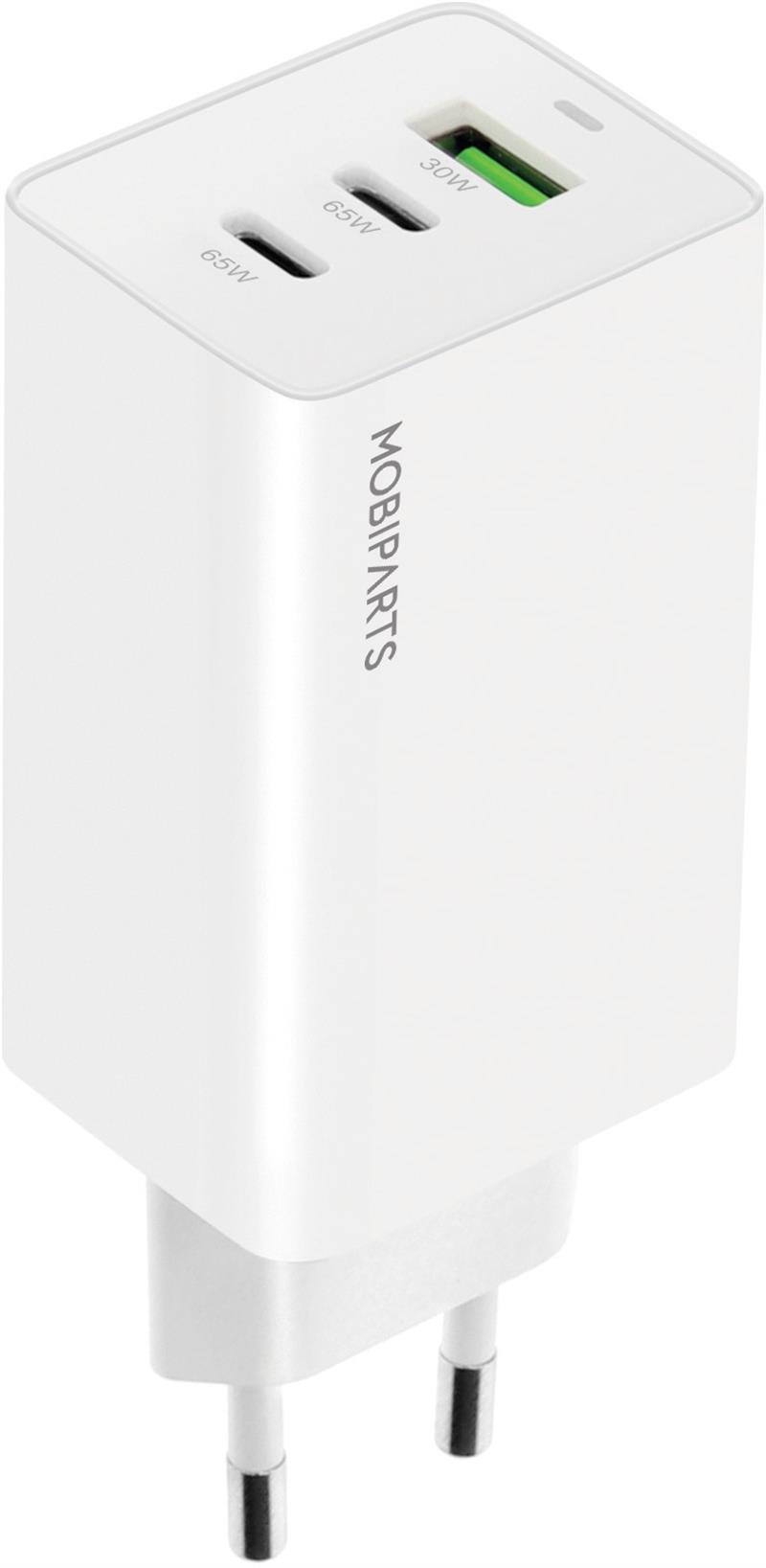 Mobiparts GaN Wall Charger USB-Cx2/USB-A PD 3.0/QC 65W White