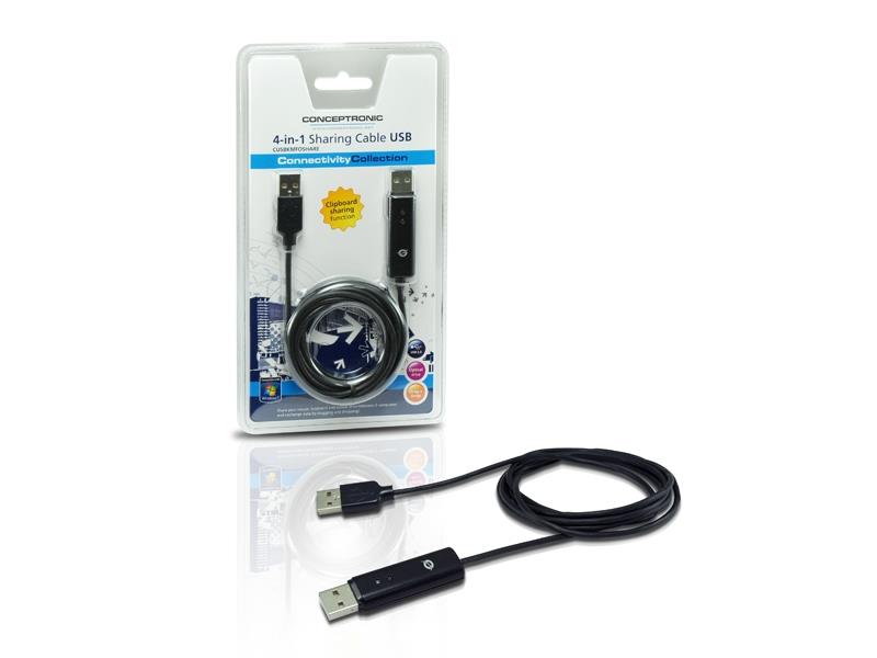 Conceptronic USB 2.0 1.8m toetsenbord-video-muis (kvm) kabel Zwart 1,8 m