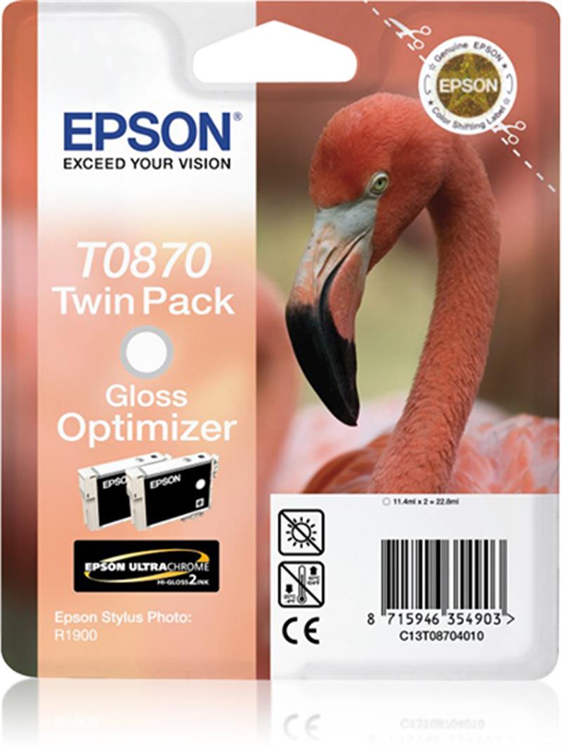 Epson Flamingo Dubbelpack Gloss Optimizer T0870 Ultra Gloss High-Gloss 2