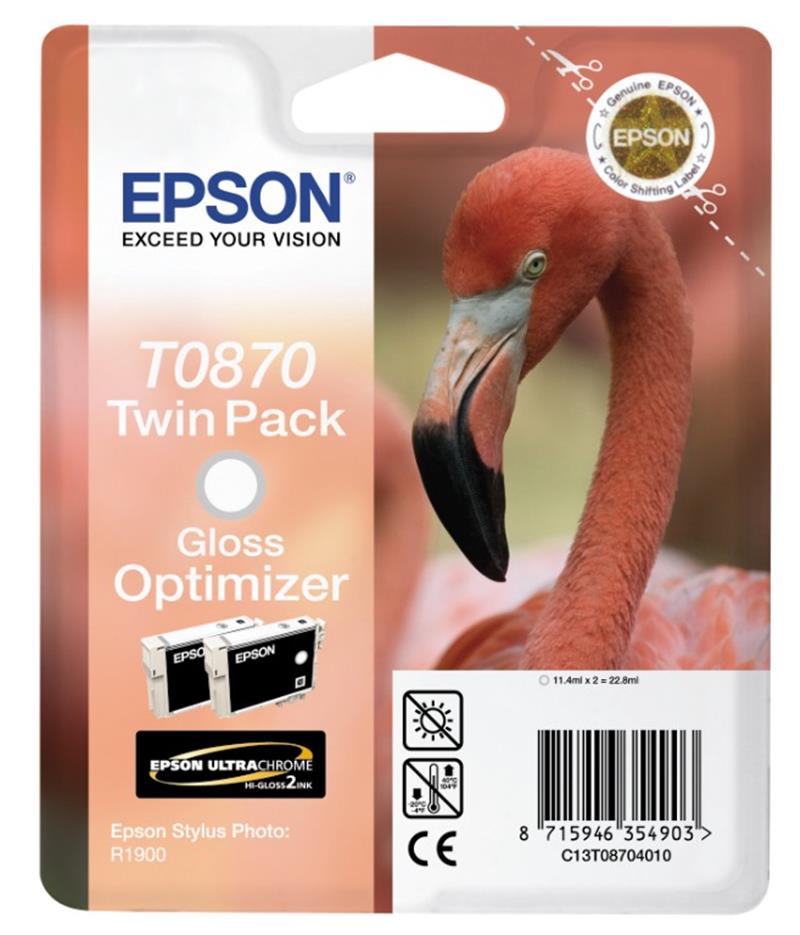 Epson Flamingo Dubbelpack Gloss Optimizer T0870 Ultra Gloss High-Gloss 2