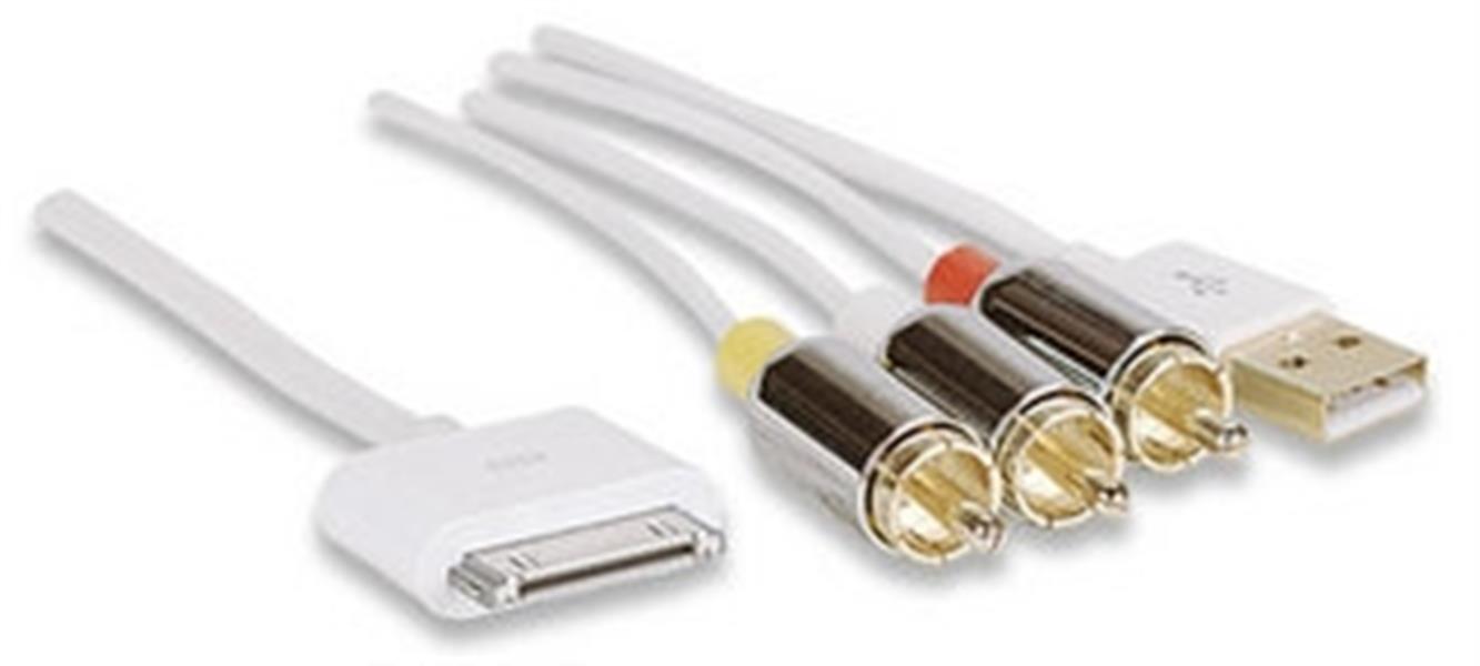 Manhattan iLynk AV Cable composiet videokabels 1,5 m 3 x RCA + USB Wit