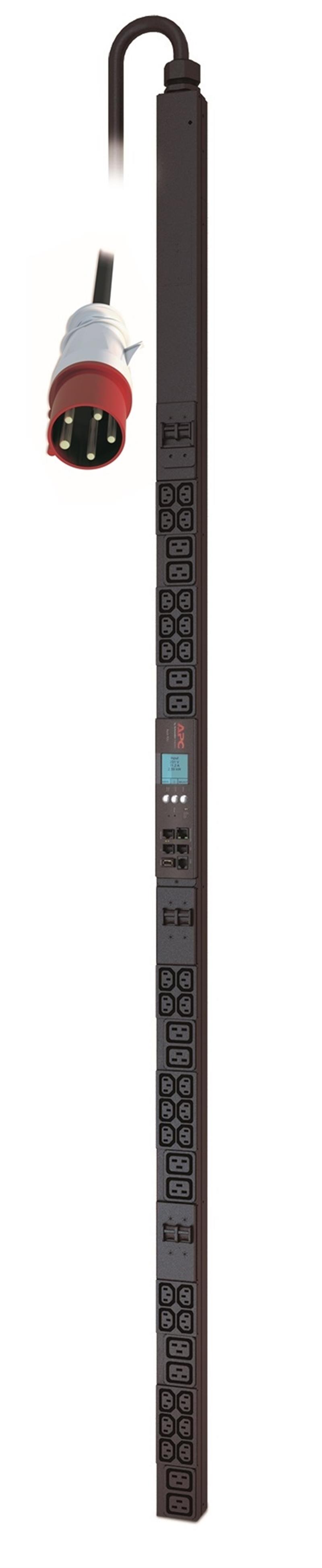 APC Rack PDU, Metered, ZeroU, 32A, 400V, (30x) C13 & (12x) C19, IEC 309 32A 3Fase stekker