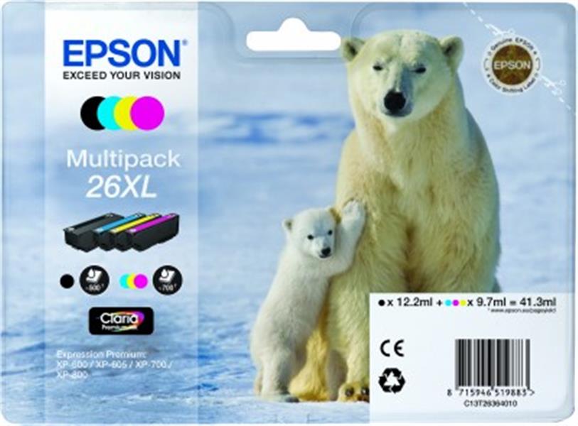 Epson Polar bear Multipack 4-colours 26XL Claria Premium Ink