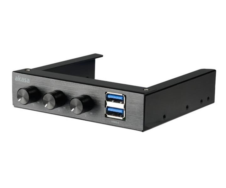 Akasa 3 5 Akasa Aluminum black fan control For 3 fans with 2 USB 3 0 ports