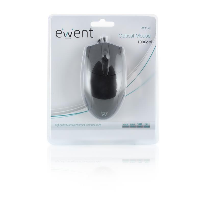 Ewent EW3154 muis USB+PS/2 Optisch 1000 DPI Ambidextrous