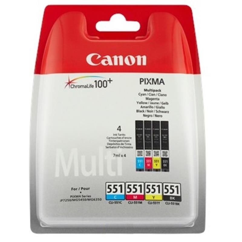 Canon CLI-551 inktcartridge 4 stuk(s) Origineel Normaal rendement Zwart, Cyaan, Magenta, Geel