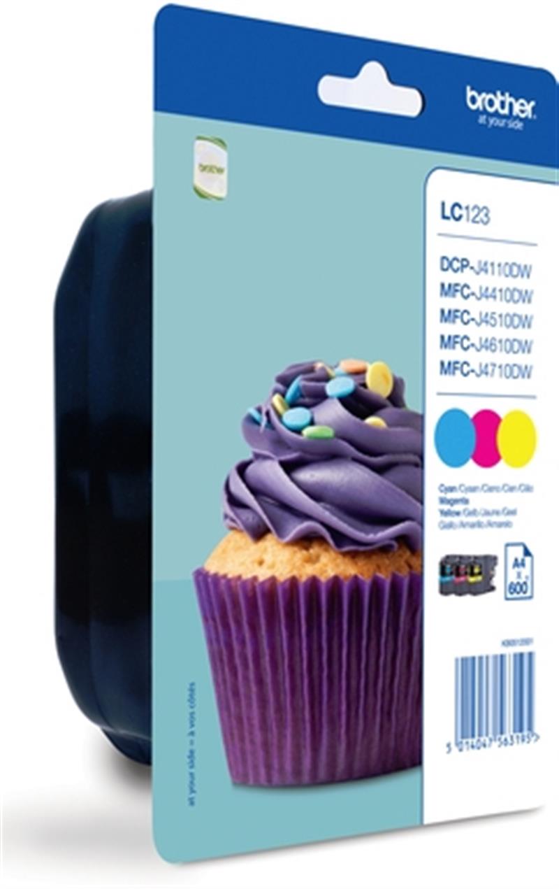 Brother LC-123RBWBP inktcartridge Origineel Cyaan, Magenta, Geel Multipack 3 stuk(s)