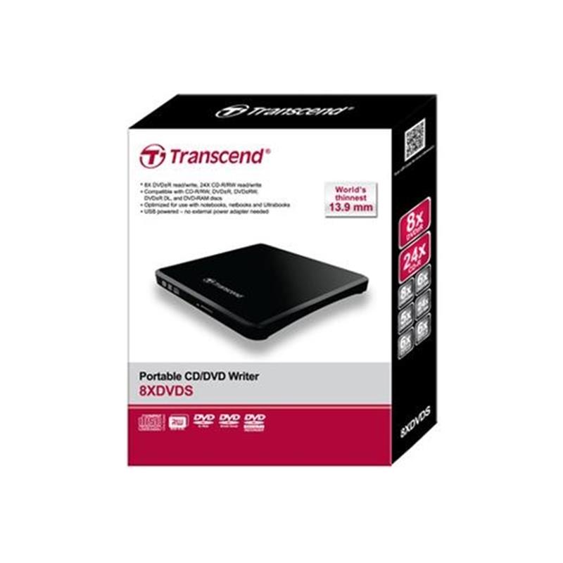 TRANSCEND USB2 0 Ext DVD 8X Slim Zwart