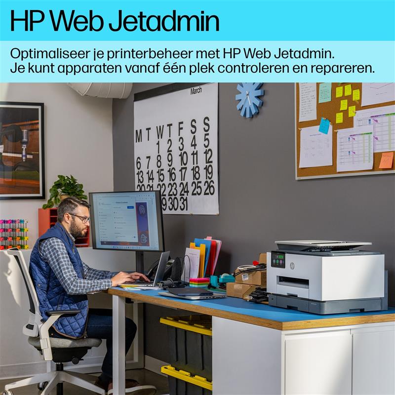 HP OfficeJet Pro 9130b All-in-One printer, Kleur, Printer voor Kleine en middelgrote ondernemingen, Printen, kopiëren, scannen, faxen, Draadloos; Prin