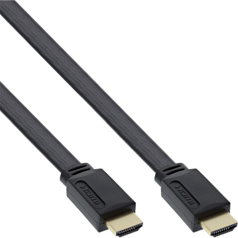 InLine HDMI Flatkabel High Speed HDMI Cable with Ethernet verg Kontakte zwart 1 5m