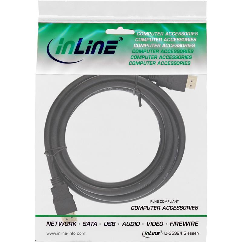 InLine HDMI kabel High Speed HDMI kabel met Ethernet M M zwart vergulde contacten 2m