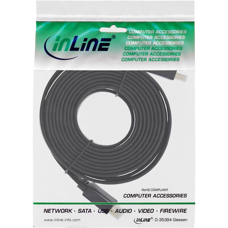 InLine HDMI Flatkabel High Speed HDMI Cable with Ethernet verg Kontakte zwart 5m