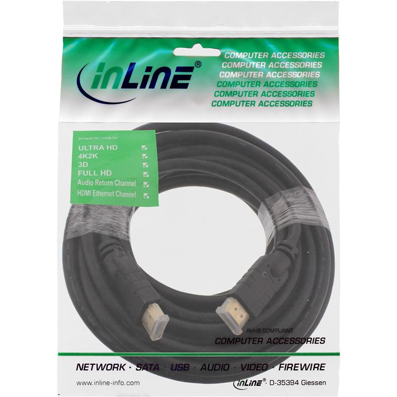 InLine HDMI kabel High Speed HDMI kabel met Ethernet M M zwart vergulde contacten 7 5m