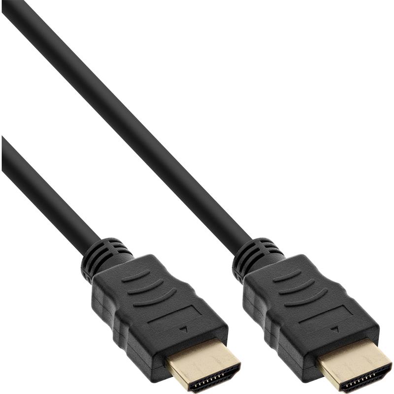 InLine HDMI Kabel High Speed HDMI Cable with Ethernet St St zwart gold 0 3m