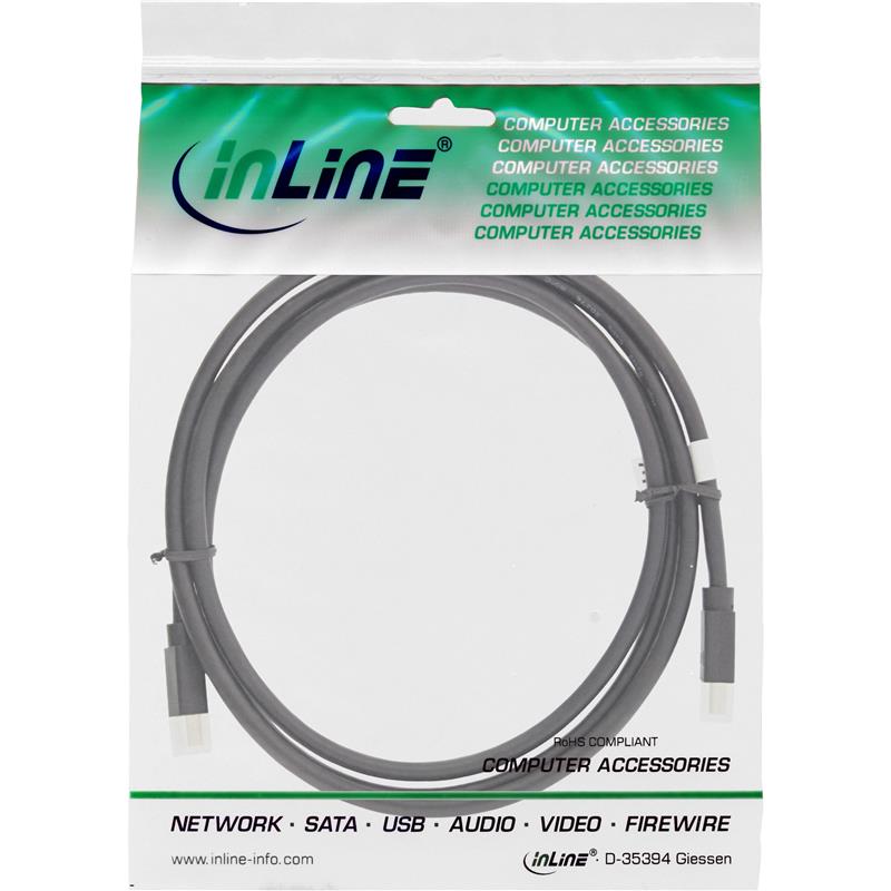 InLine Mini DisplayPort 1 4 Cable M M black gold 3m