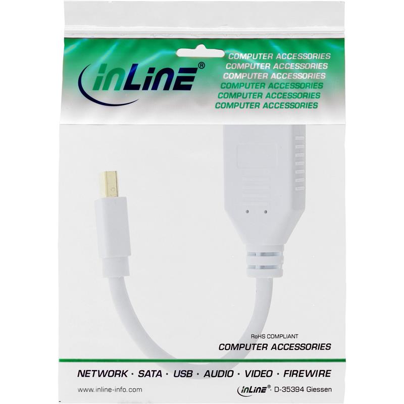 InLine Mini DisplayPort male to DisplayPort female cable 4K2K white 0 15m