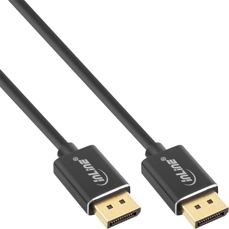 InLine DisplayPort 1 4 cable slim 8K4K black gold 1 5m