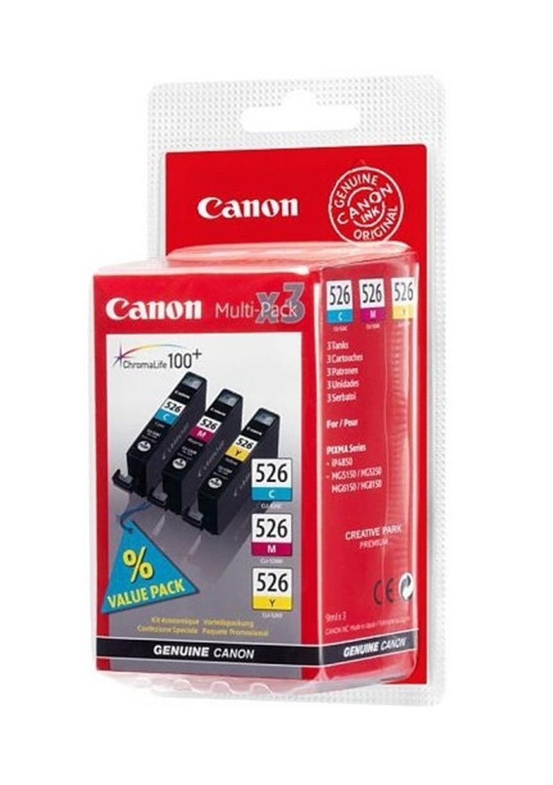 Canon CLI-526 C/M/Y Origineel Cyaan, Magenta, Geel Multipack 3 stuk(s)