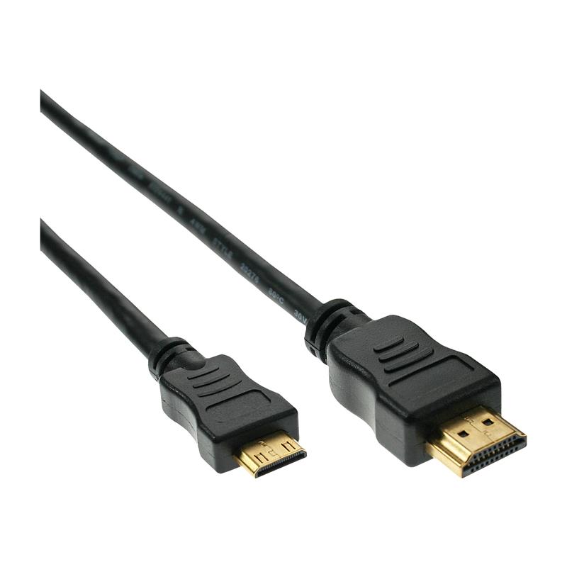 InLine HDMI Mini kabel High Speed HDMI kabel type A M type C M verguld 2m