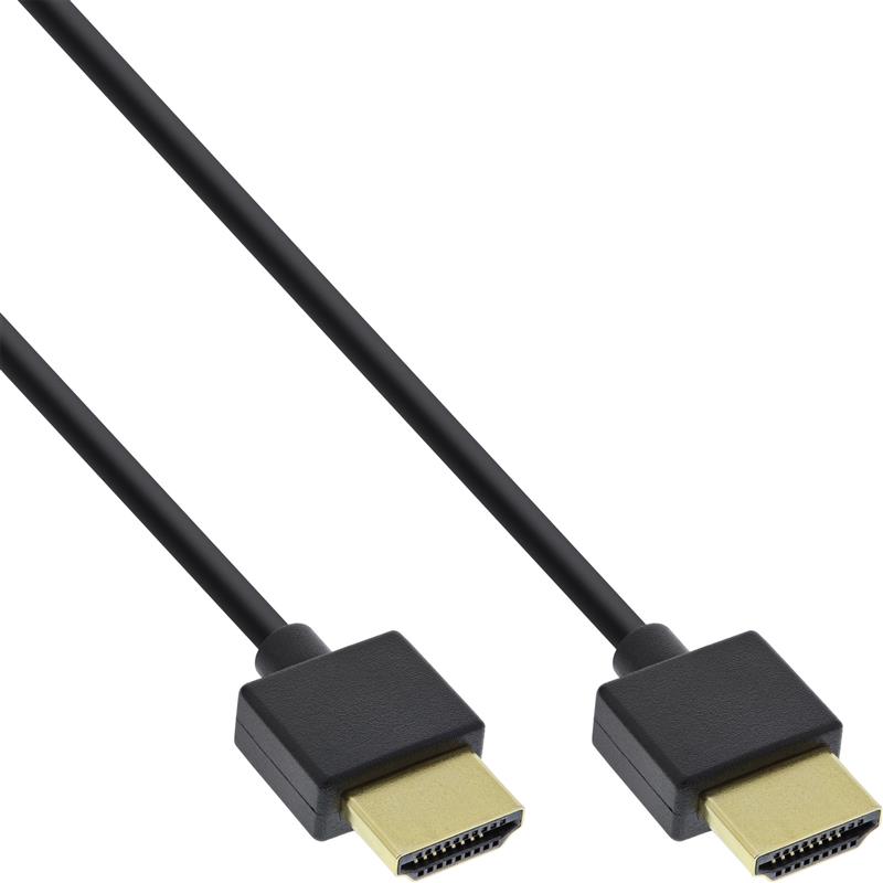 InLine High Speed HDMI Cable with Ethernet Type A A male super slim black gold 1 5m