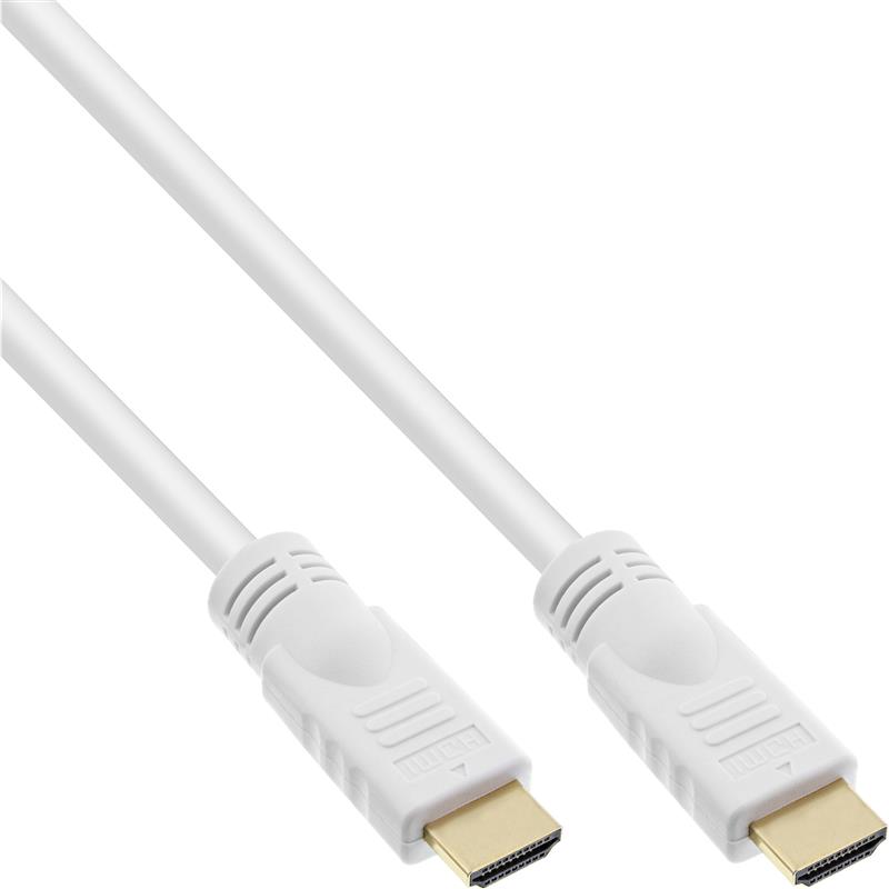 InLine High Speed HDMI Cable with Ethernet male to male gold plated white 5m