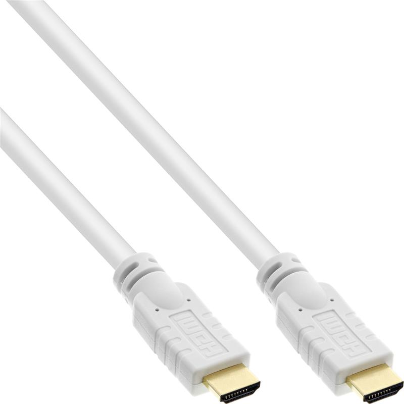 InLine High Speed HDMI Cable with Ethernet male to male 4K2K gold plated white 10m