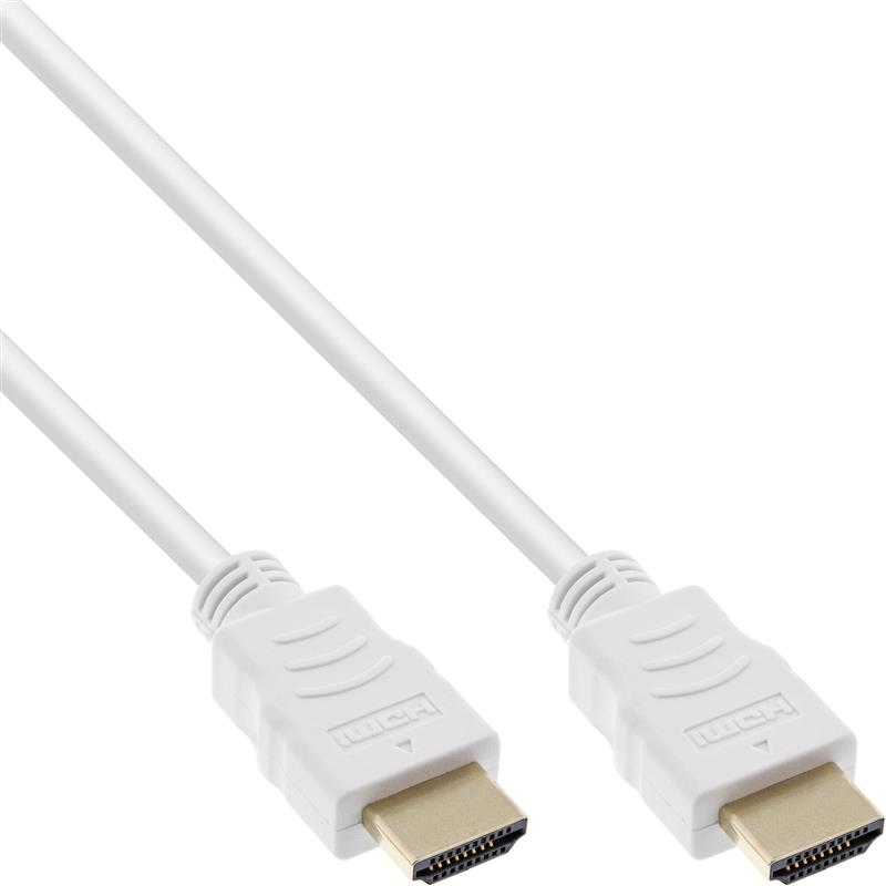 InLine High Speed HDMI Cable with Ethernet male to male gold plated white 0 5m