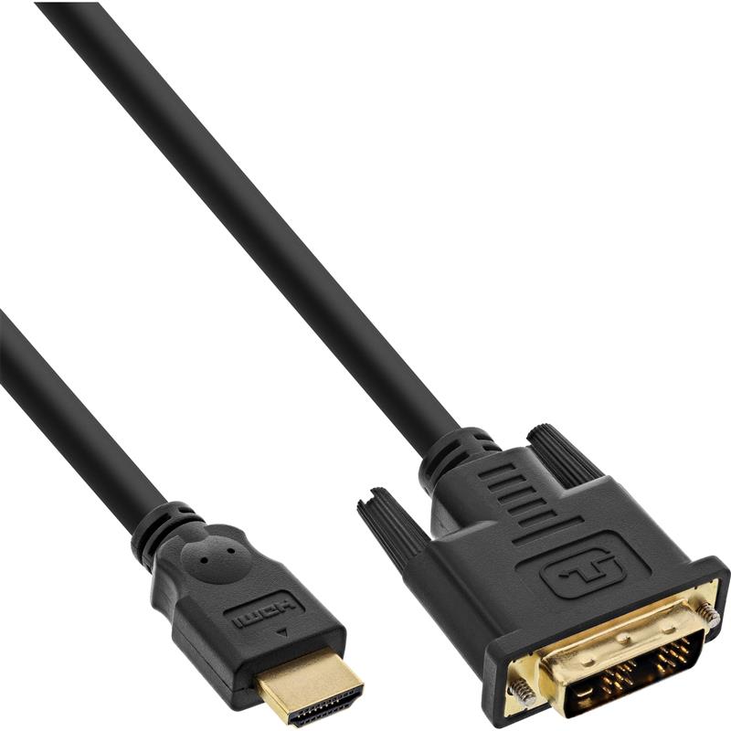 InLine HDMI-DVI Kabel vergulde contacten HDMI St naar DVI 18 1 St 0 5m